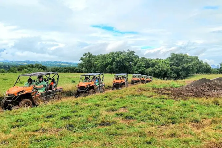 UTVs on a dirt path in Hawaii